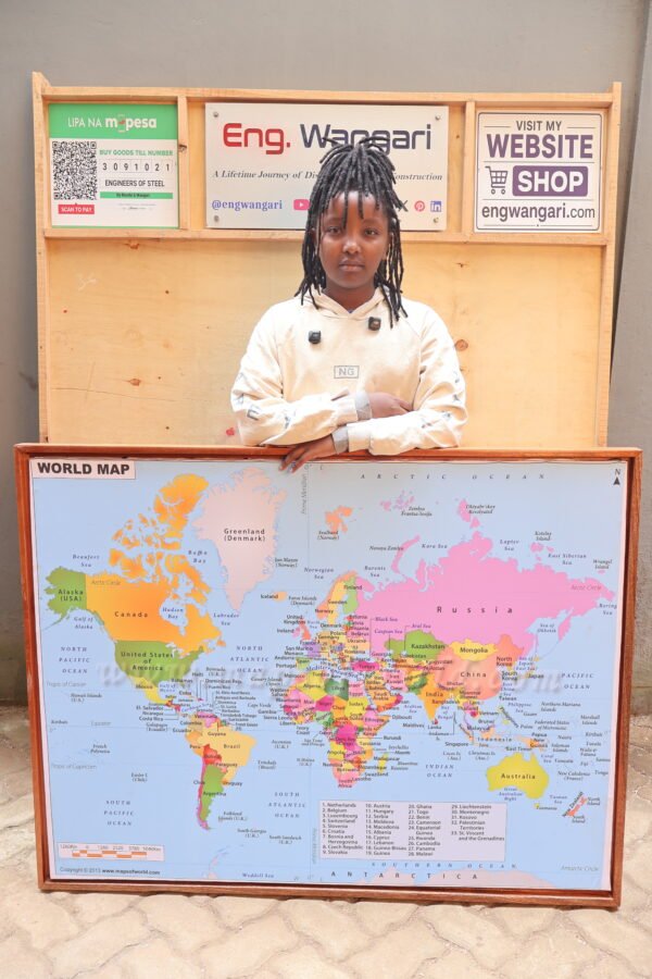 IMG_2537 Local Mahogany-Framed World Map